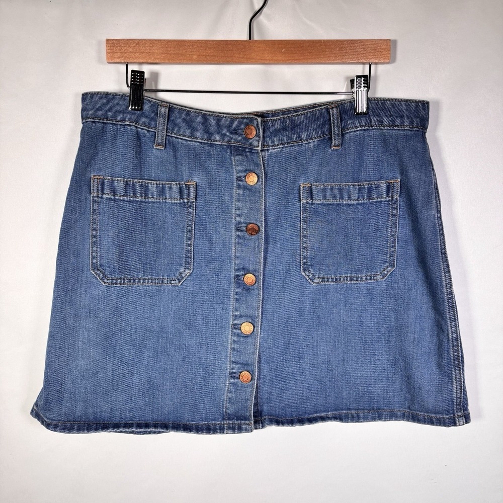Gap Denim Mini Skirt Womens 33 Patch Pocket Button Up Country Western Festival